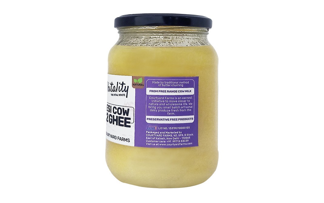 Courtyard Farms Whitality Desi Cow A2 Ghee    Glass Jar  500 grams
